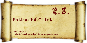 Mattes Bálint névjegykártya
